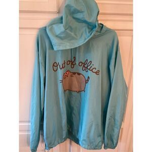 Pusheen Out of Office Hoodie Windbreaker Sz L Cat Pockets